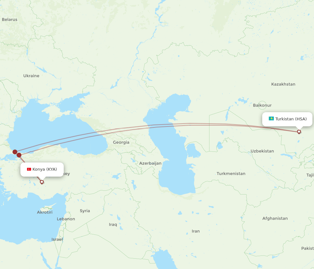 HSA-KYA flight routes