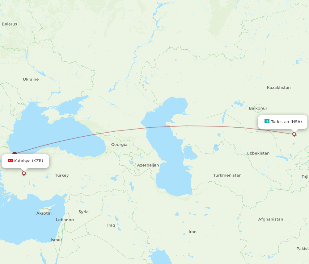 HSA to KZR flights and routes map