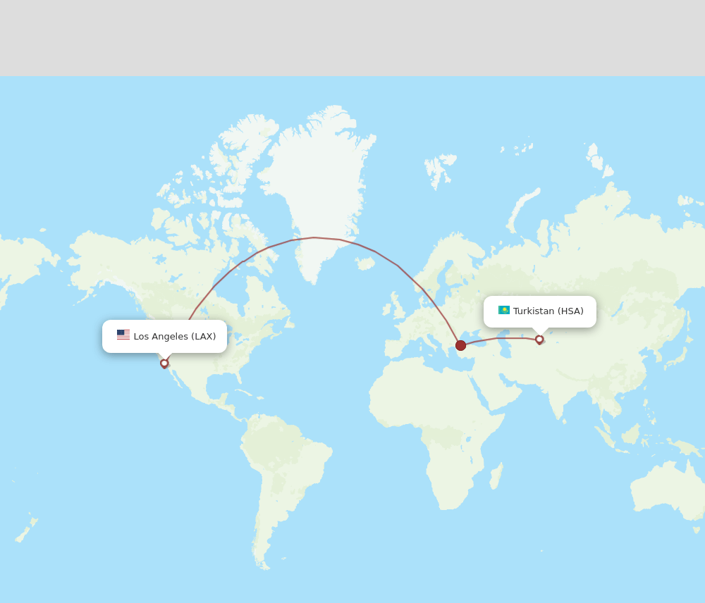 HSA-LAX flight routes