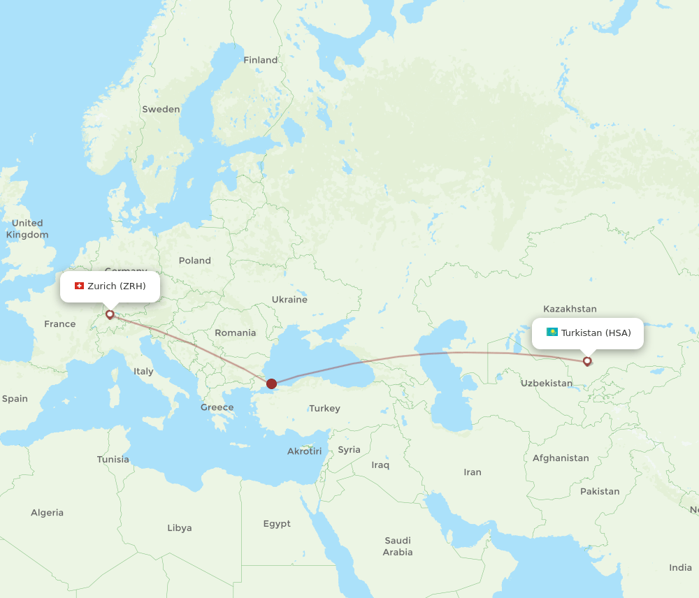 HSA-ZRH flight routes