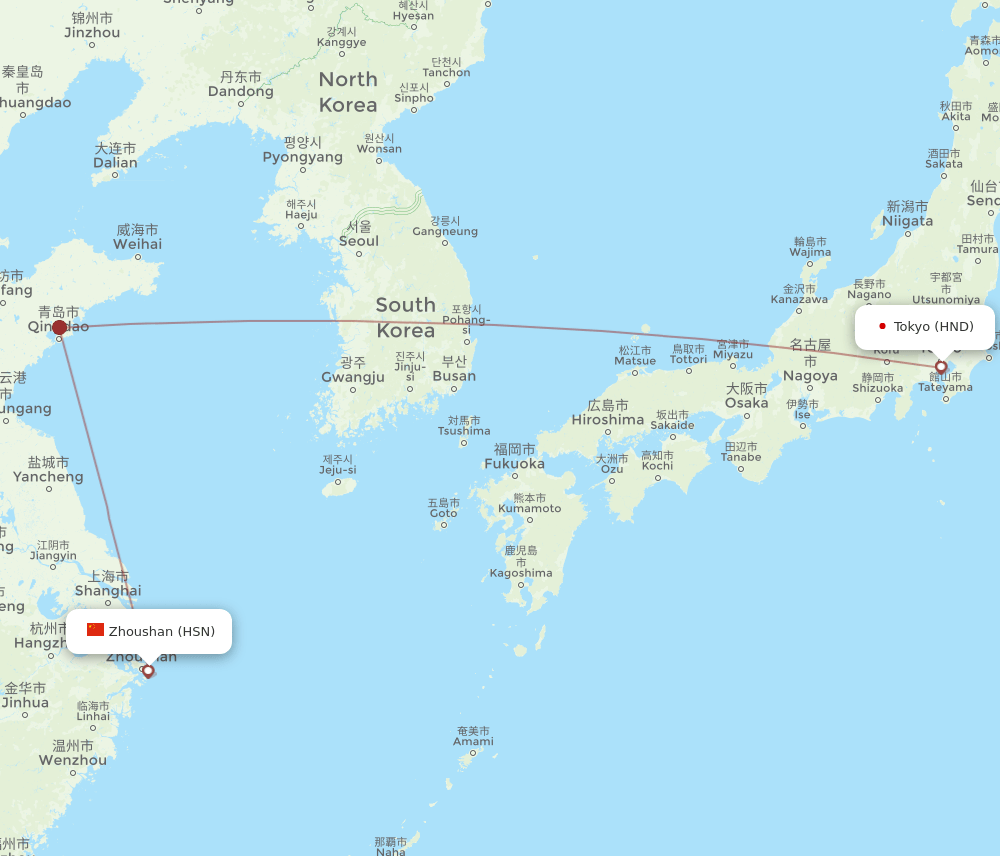 HSN-HND flight routes