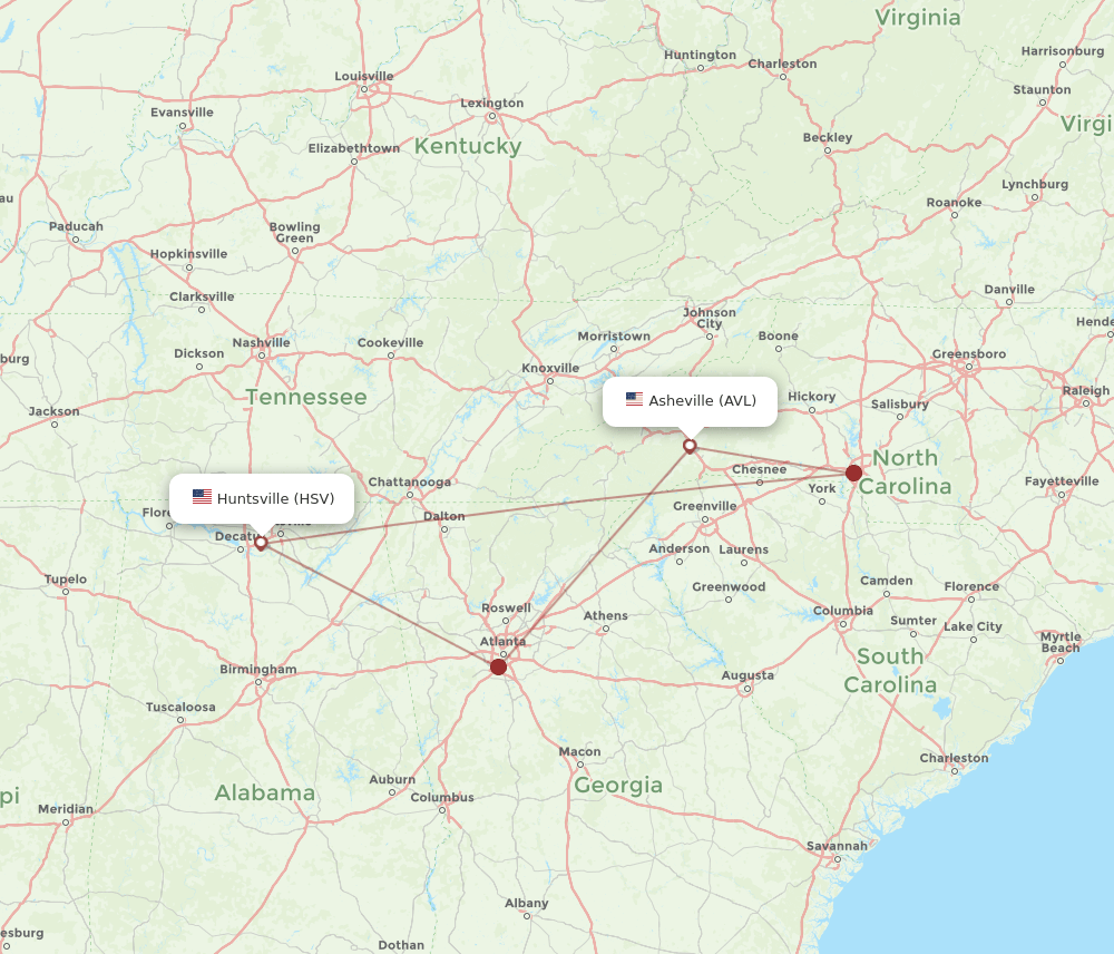 HSV-AVL flight routes