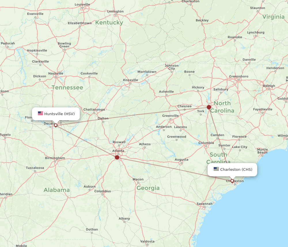 HSV-CHS flight routes
