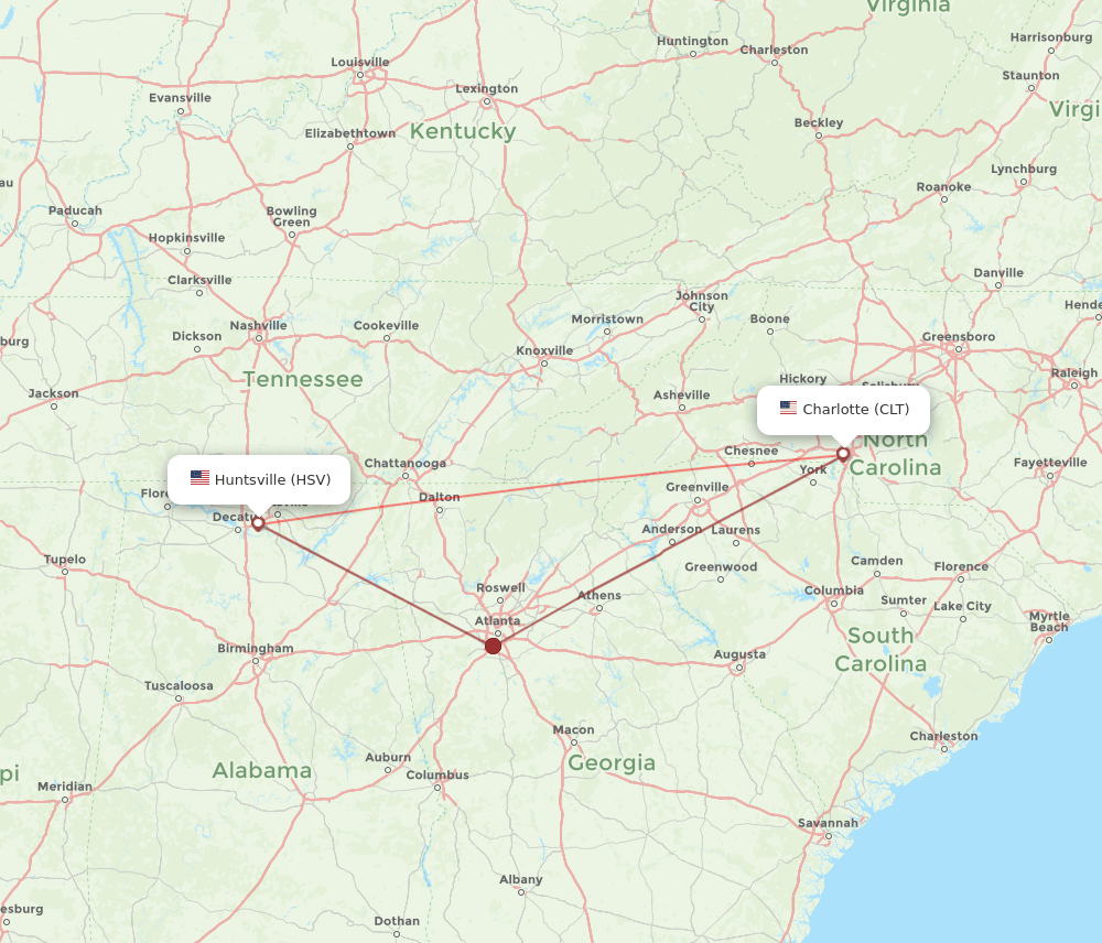 HSV-CLT flight routes