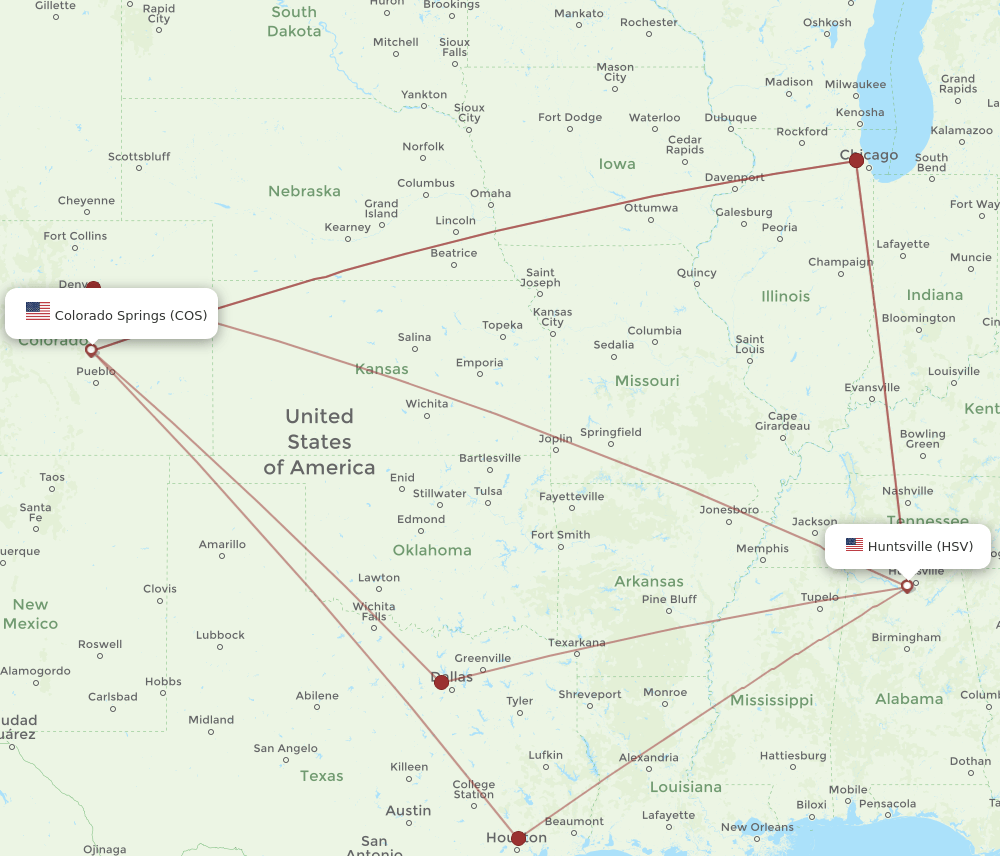 HSV-COS flight routes