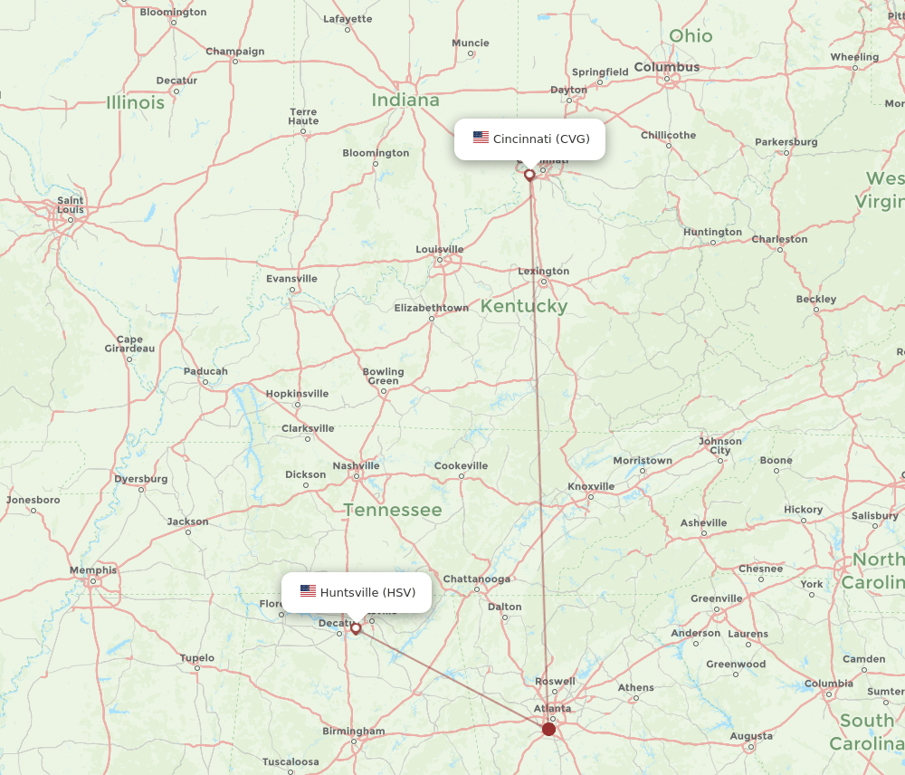 HSV-CVG flight routes