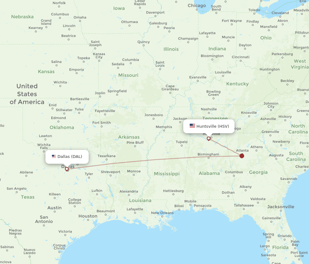 HSV-DAL flight routes