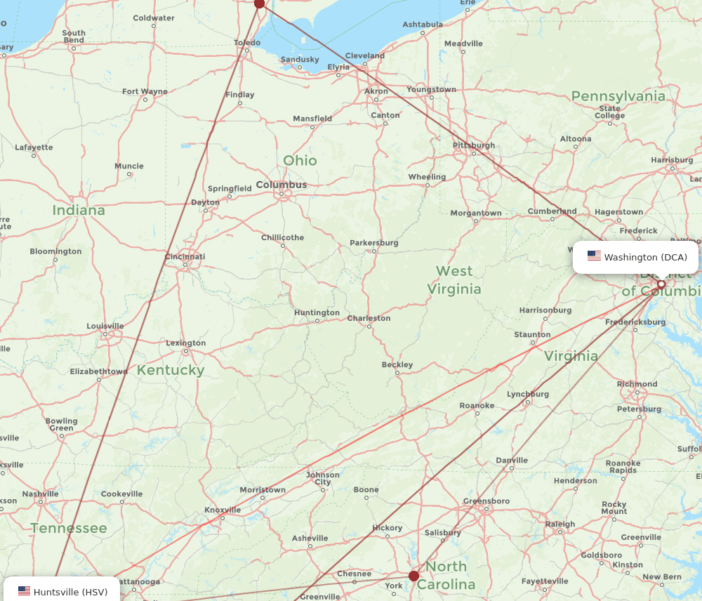 HSV-DCA flight routes