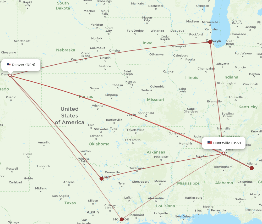HSV-DEN flight routes