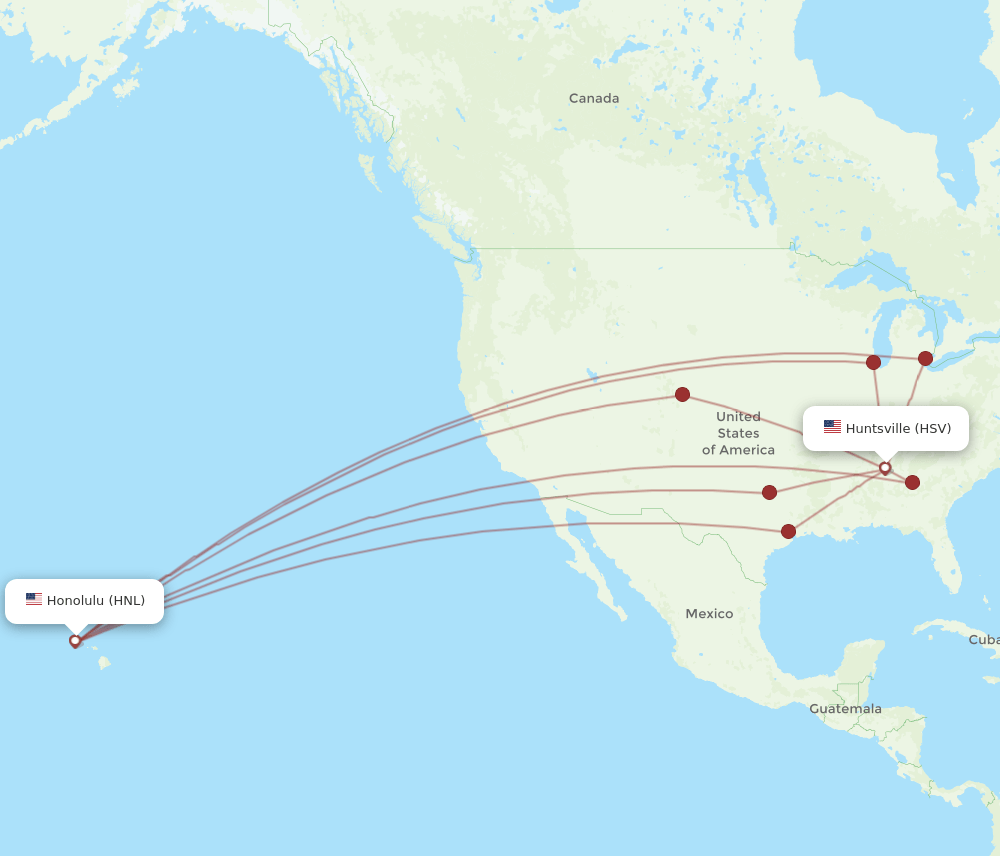 HSV to HNL flights and routes map