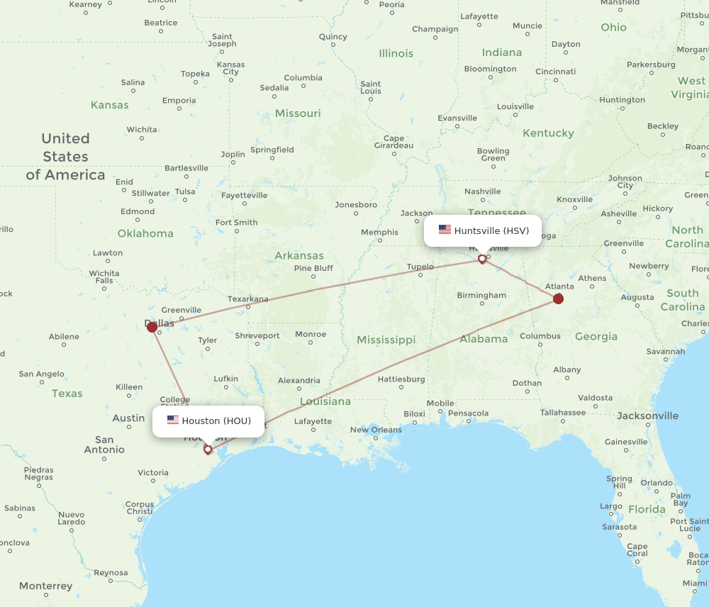 HSV-HOU flight routes