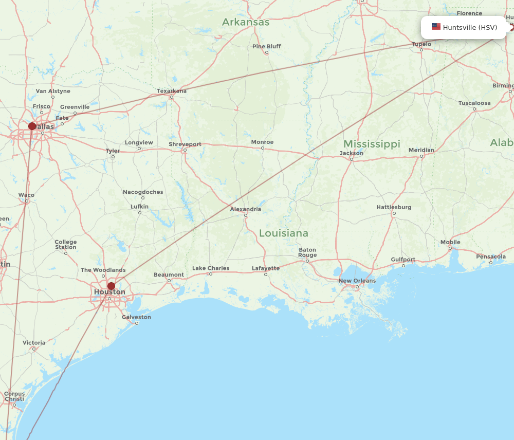 HSV-HRL flight routes