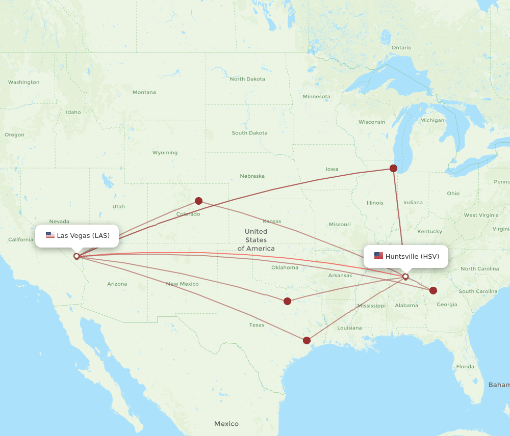 HSV-LAS flight routes