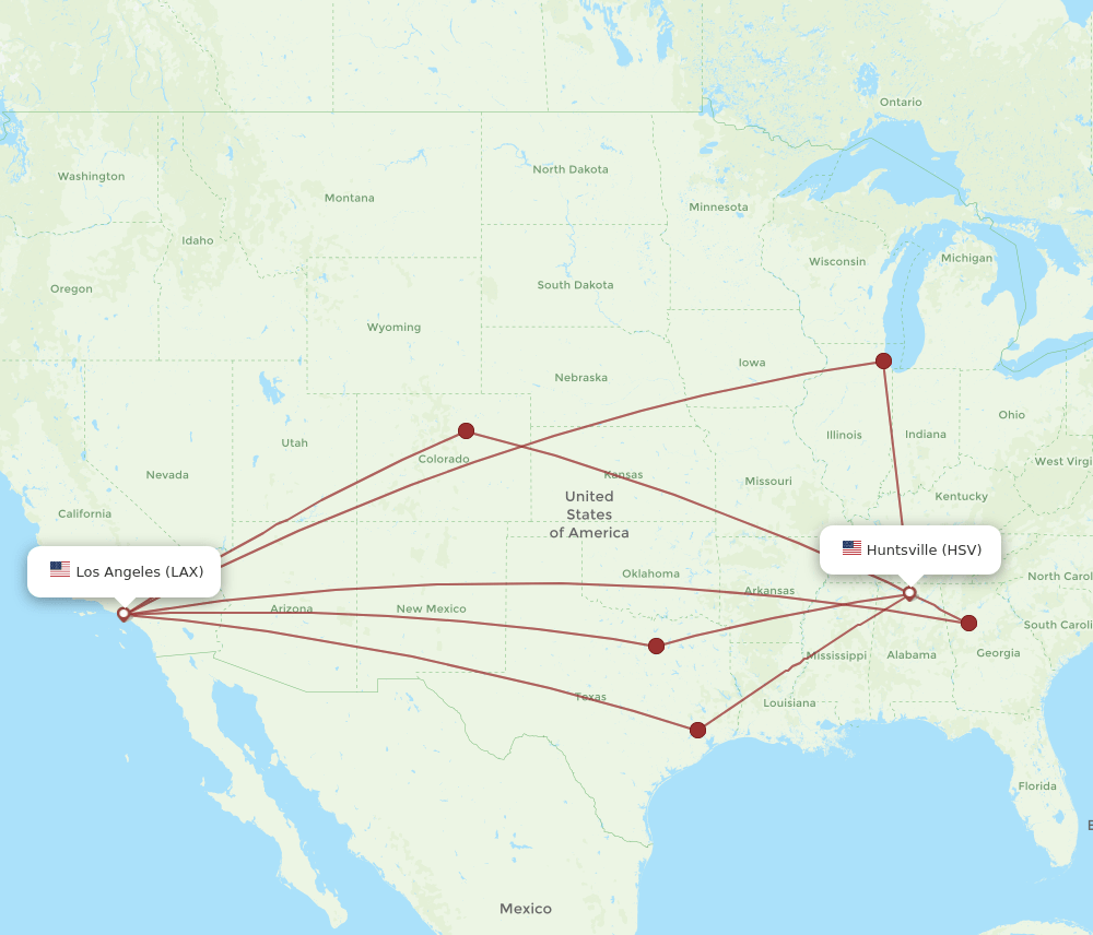 HSV-LAX flight routes