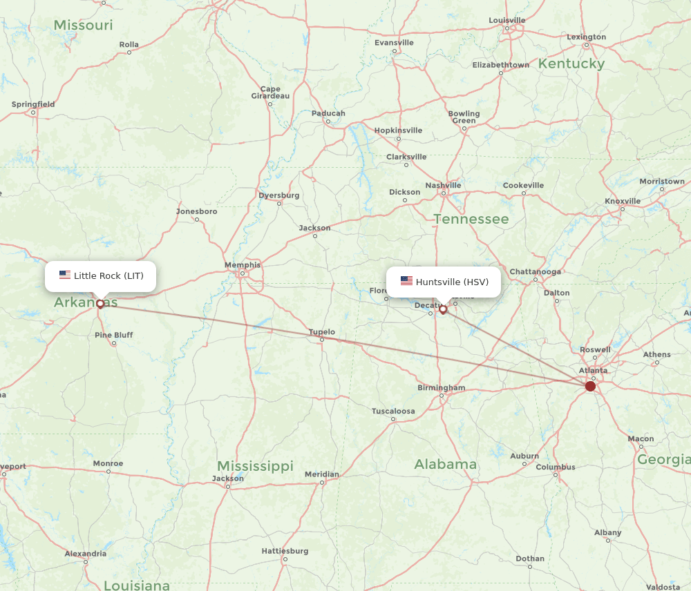 HSV-LIT flight routes