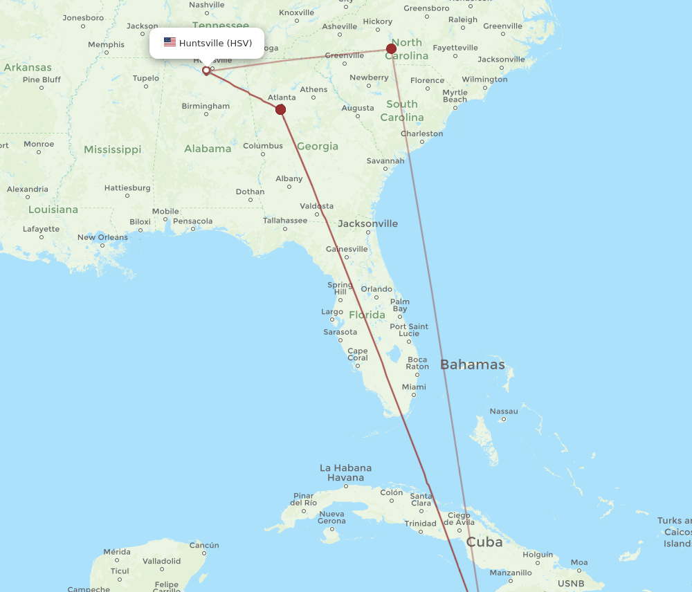 HSV-MBJ flight routes