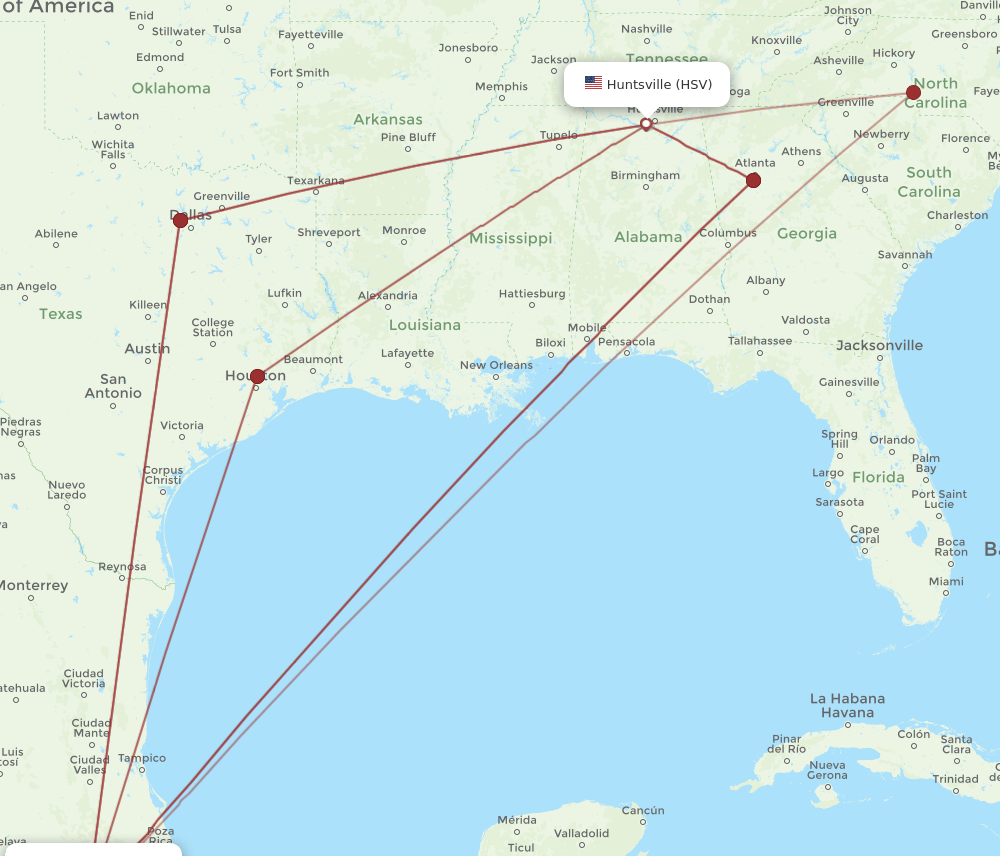 HSV-MEX flight routes