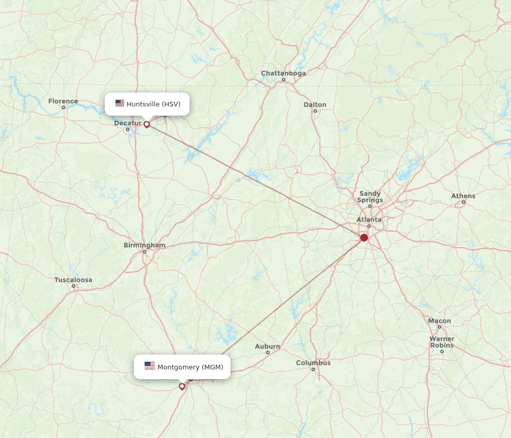 HSV-MGM flight routes