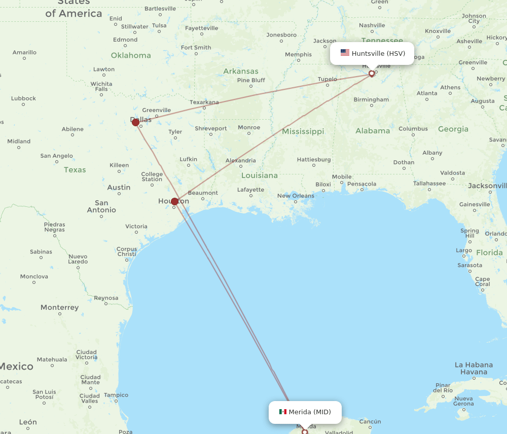 HSV-MID flight routes