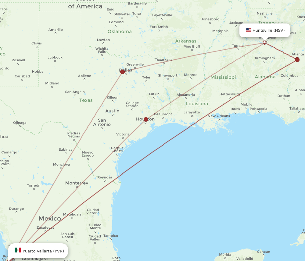 HSV-PVR flight routes