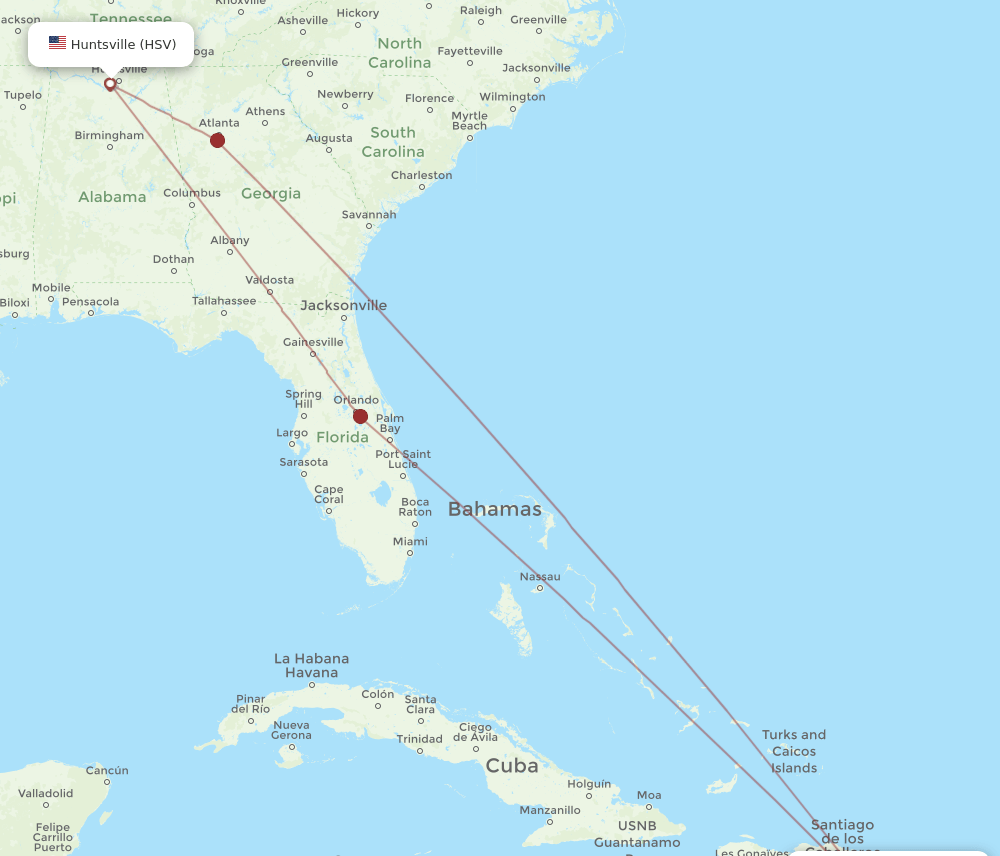 HSV-SDQ flight routes