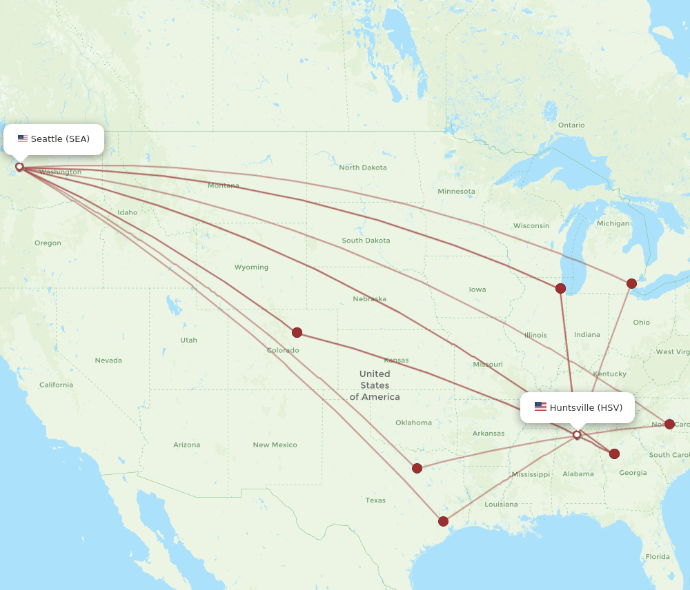 HSV-SEA flight routes