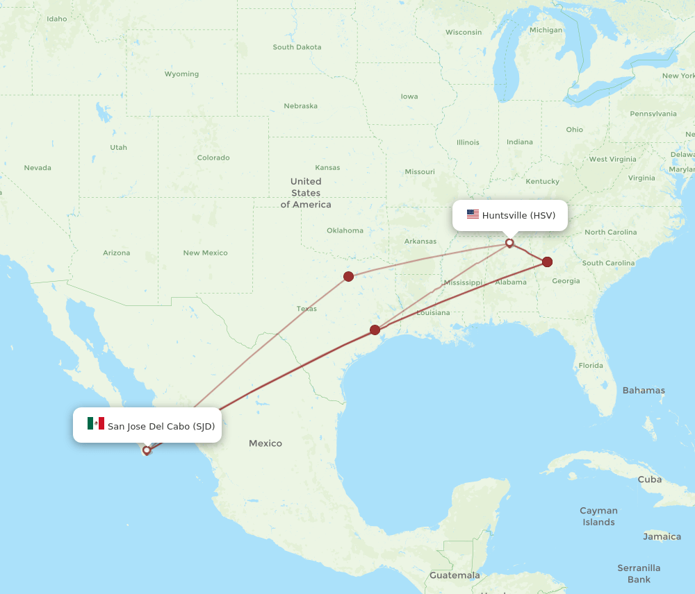 HSV-SJD flight routes