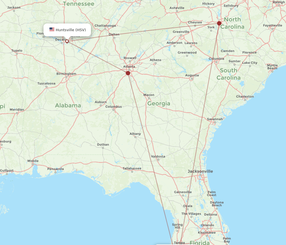 HSV to SRQ flights and routes map