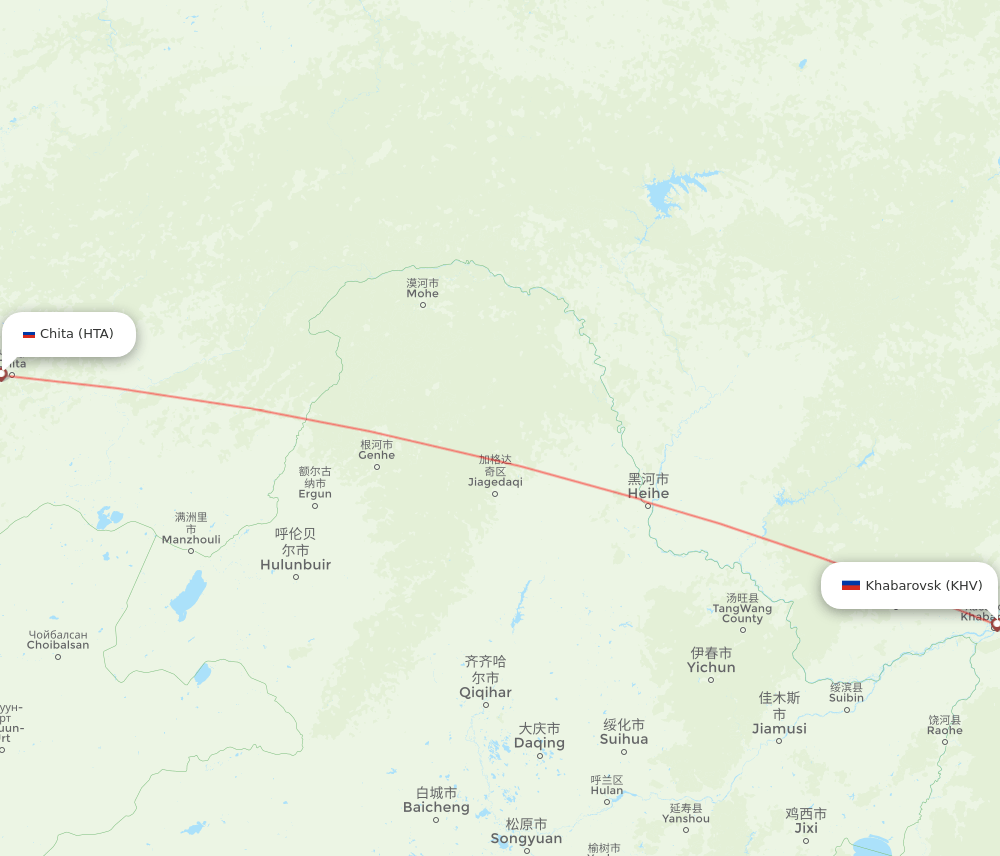 HTA to KHV flights and routes map