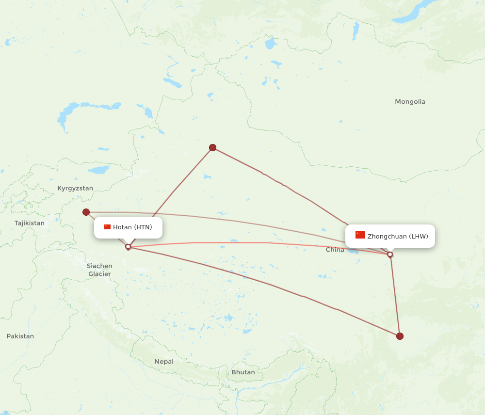 HTN to LHW flights and routes map