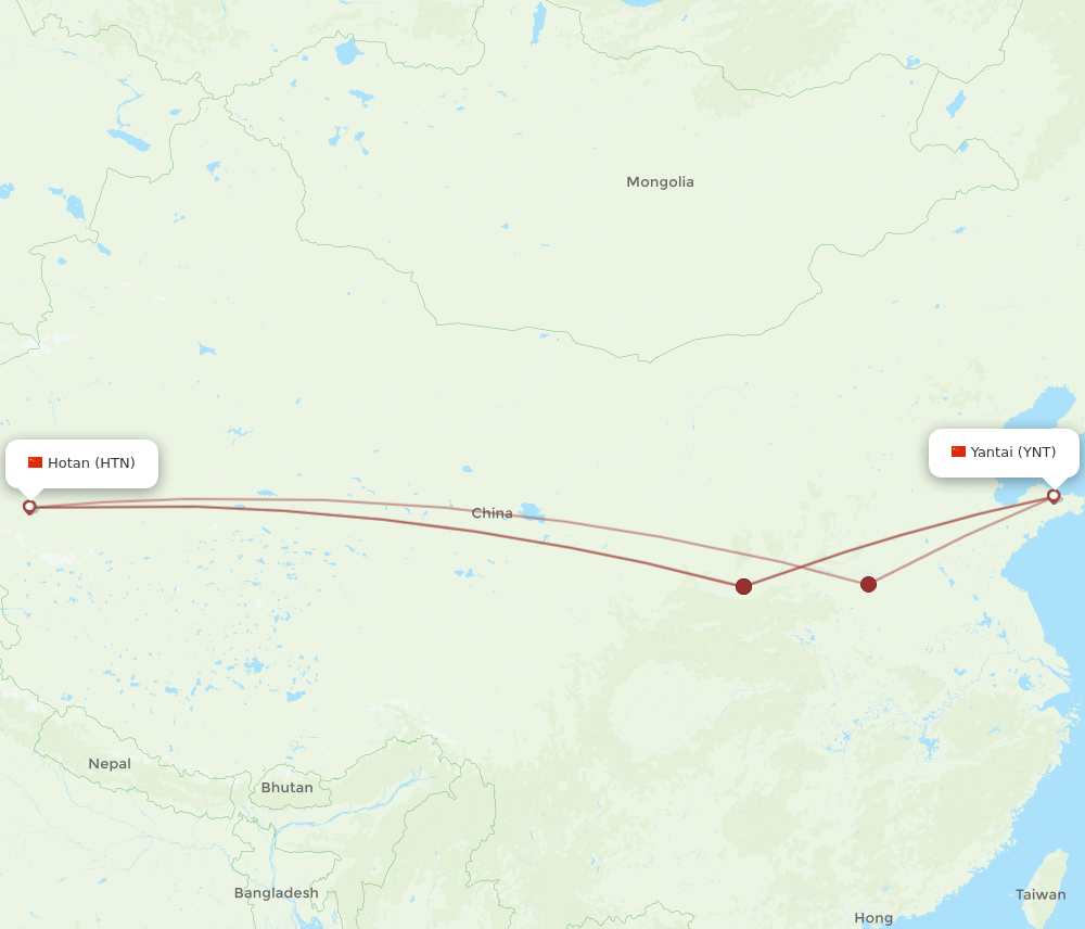 HTN-YNT flight routes