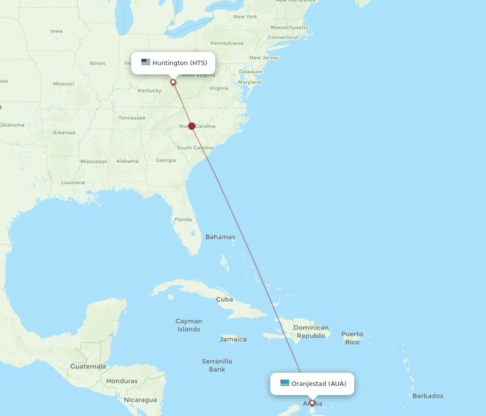 HTS-AUA flight routes