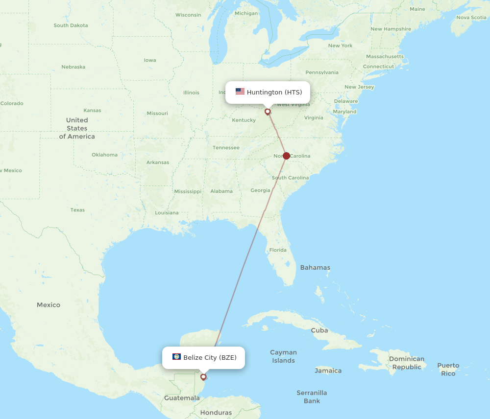 HTS-BZE flight routes