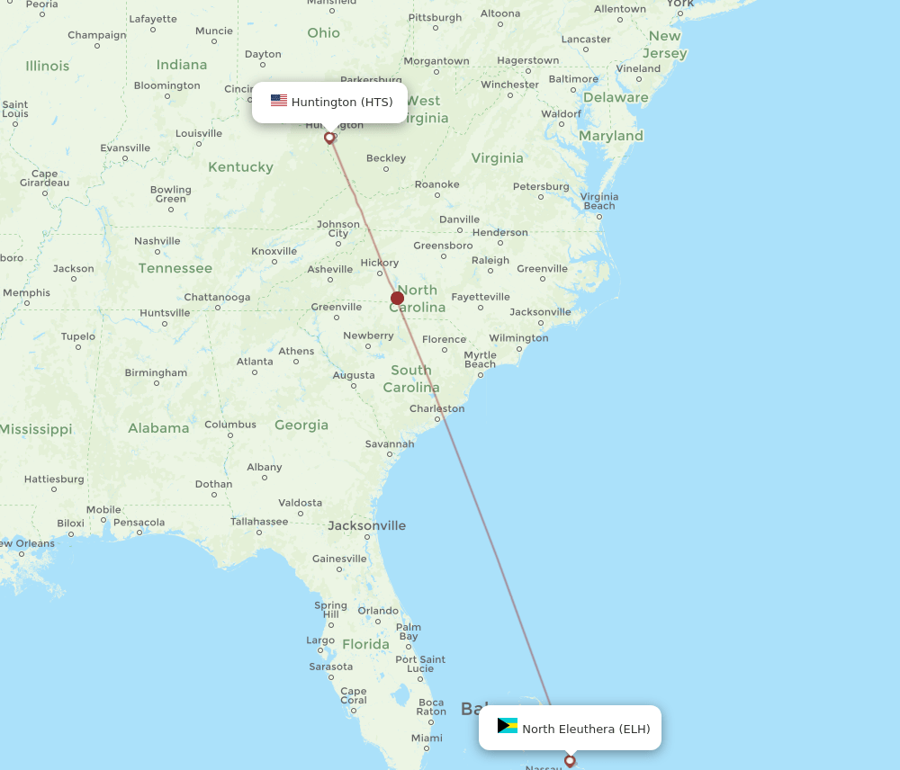HTS-ELH flight routes