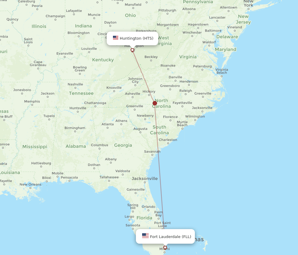 HTS-FLL flight routes