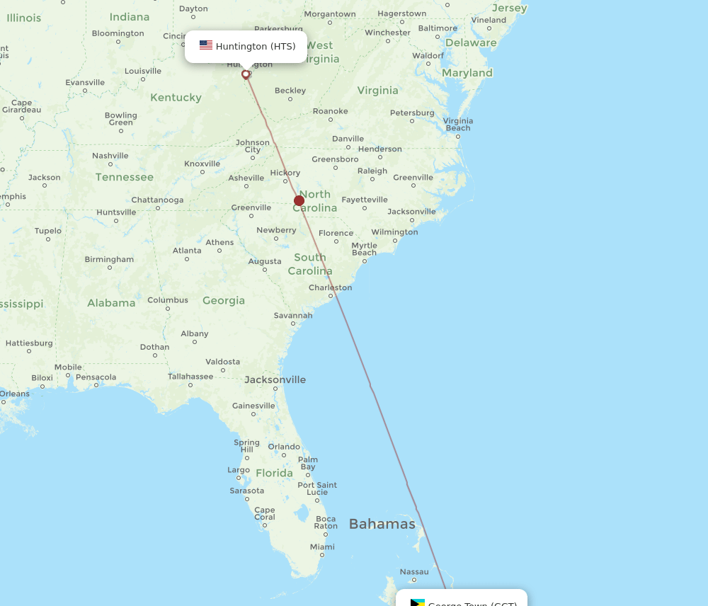 HTS-GGT flight routes