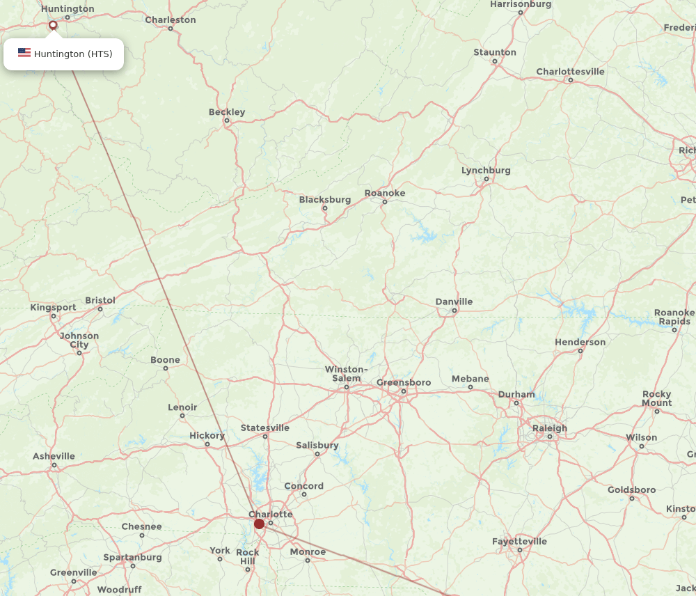 HTS-ILM flight routes
