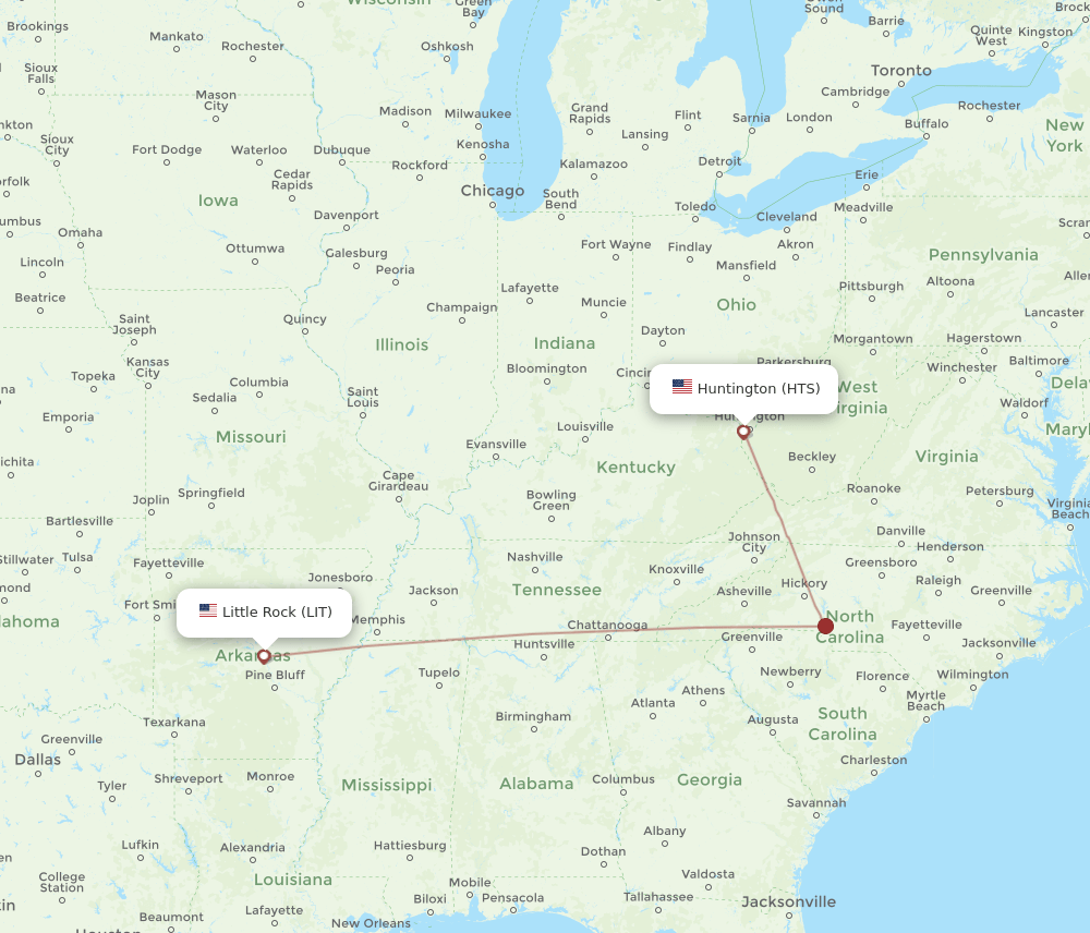 HTS-LIT flight routes