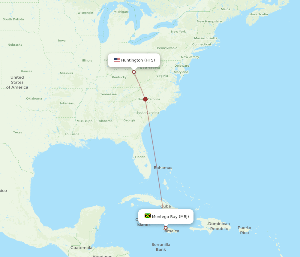HTS-MBJ flight routes