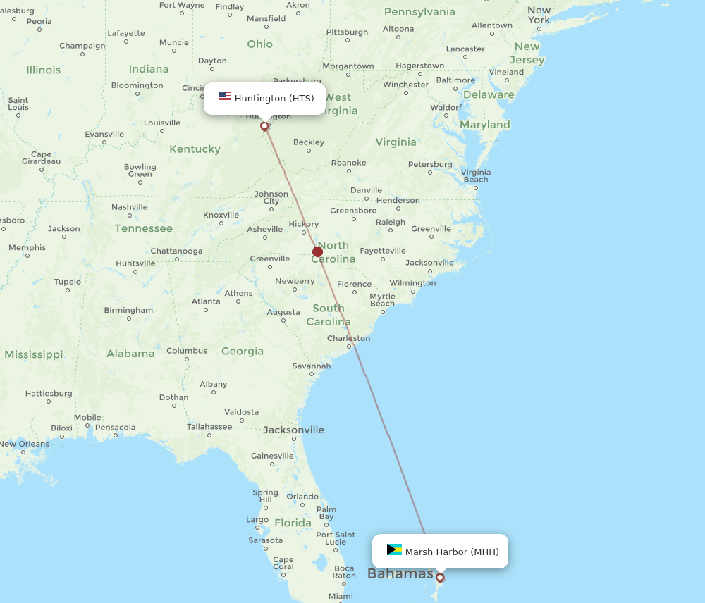 HTS-MHH flight routes