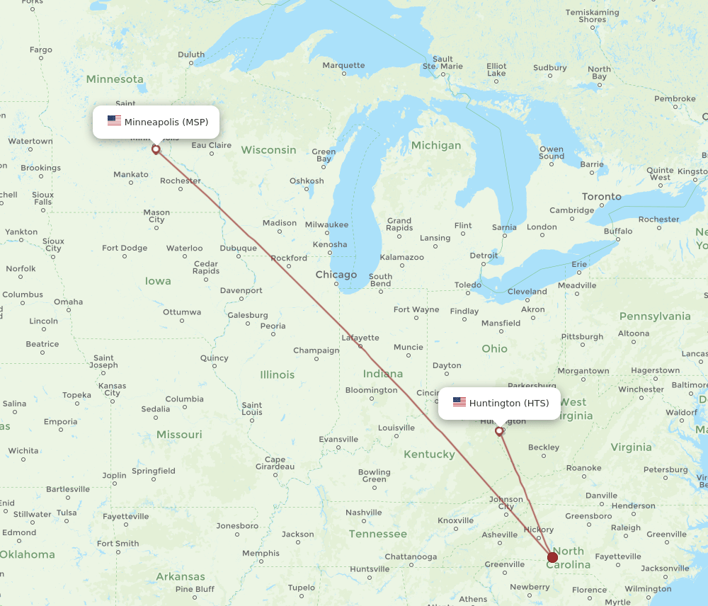HTS-MSP flight routes