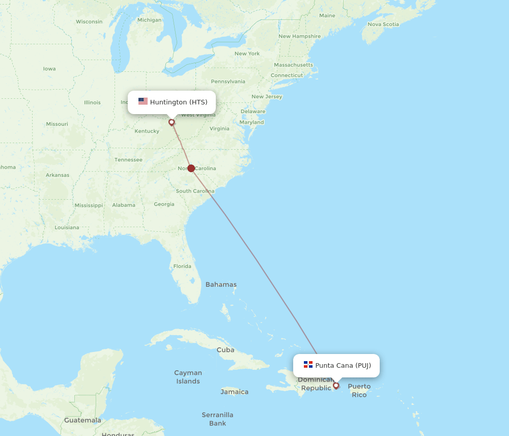 HTS-PUJ flight routes