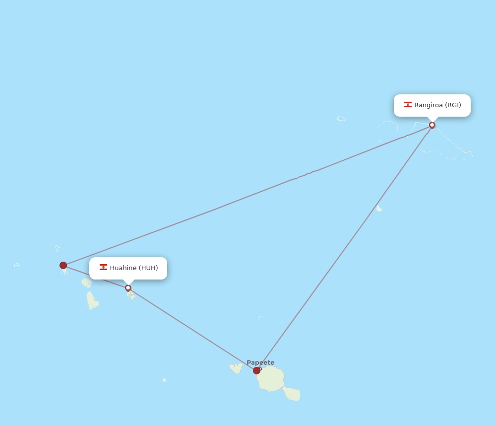 HUH to RGI flights and routes map