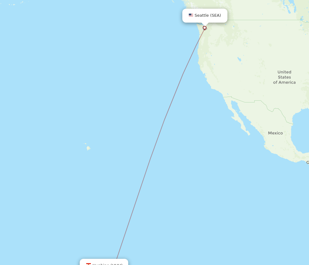SEA to HUH flights and routes map