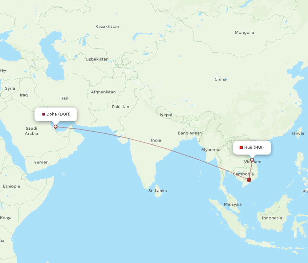 HUI-DOH flight routes