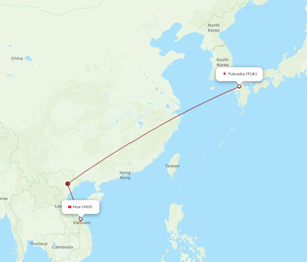 HUI to FUK flights and routes map