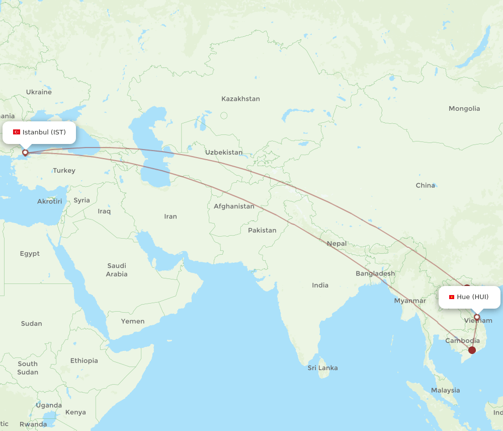 HUI-IST flight routes