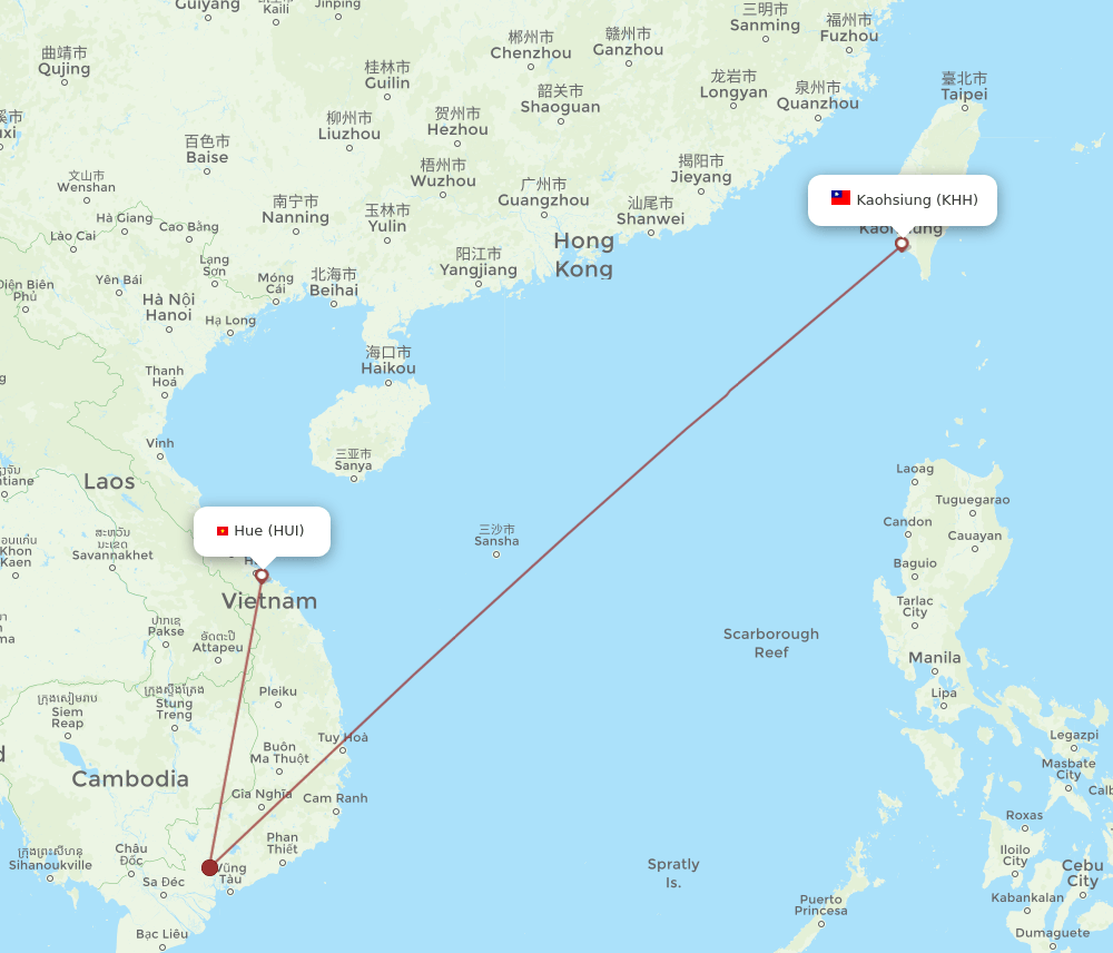 HUI-KHH flight routes