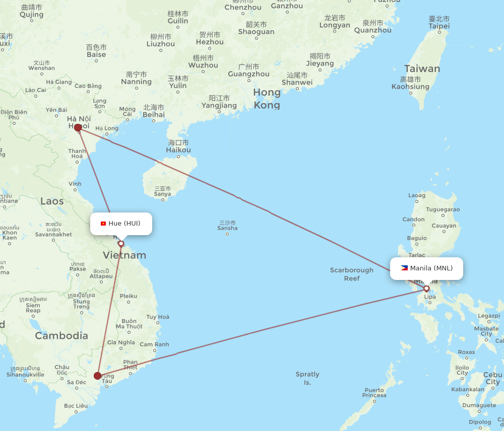 HUI-MNL flight routes