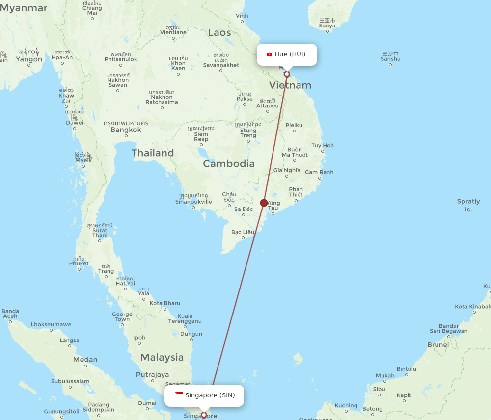 HUI-SIN flight routes